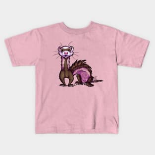 Ferret - White Brown Tan Fur Kids T-Shirt